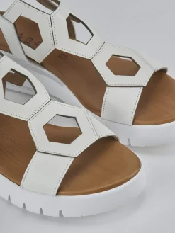 Sandali zeppa tacco 3cm pelle bianco