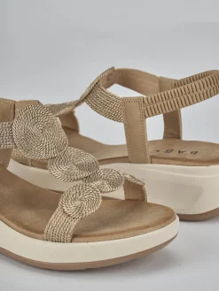 Sandali zeppa tacco 4cm pelle beige