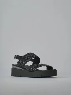 Sandali zeppa tacco 3cm pelle nero