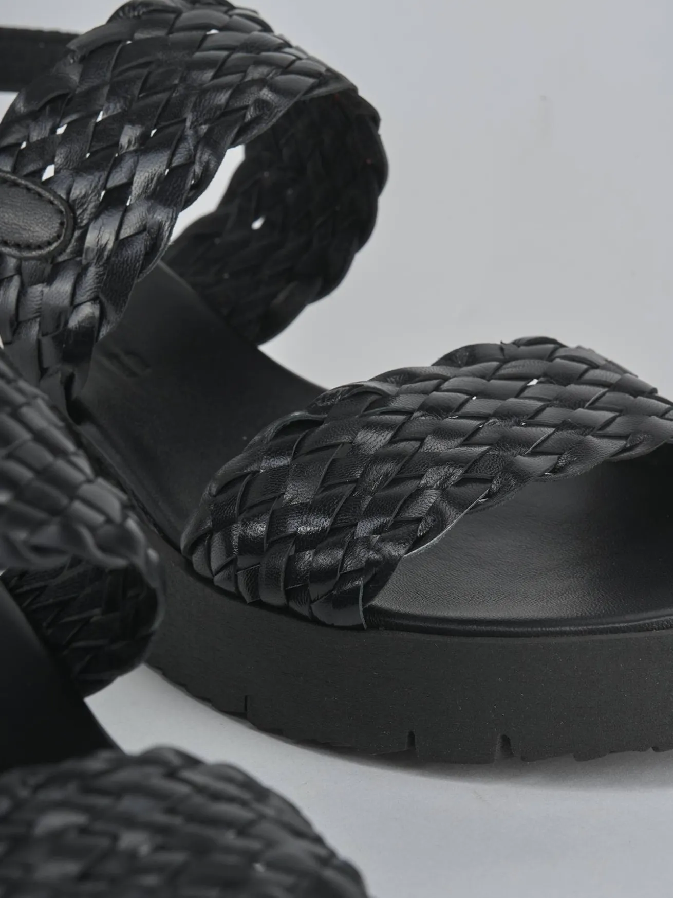 Sandali zeppa tacco 3cm pelle nero