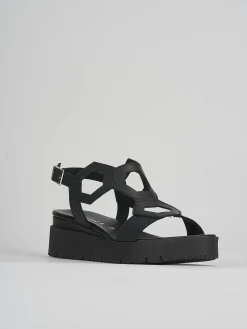 Sandali zeppa tacco 3cm pelle nero