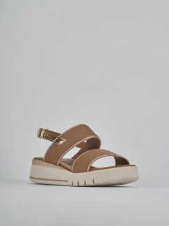 Sandali zeppa tacco 3cm pelle marrone