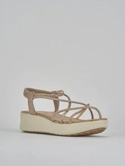 Sandali zeppa tacco 4cm pelle oro