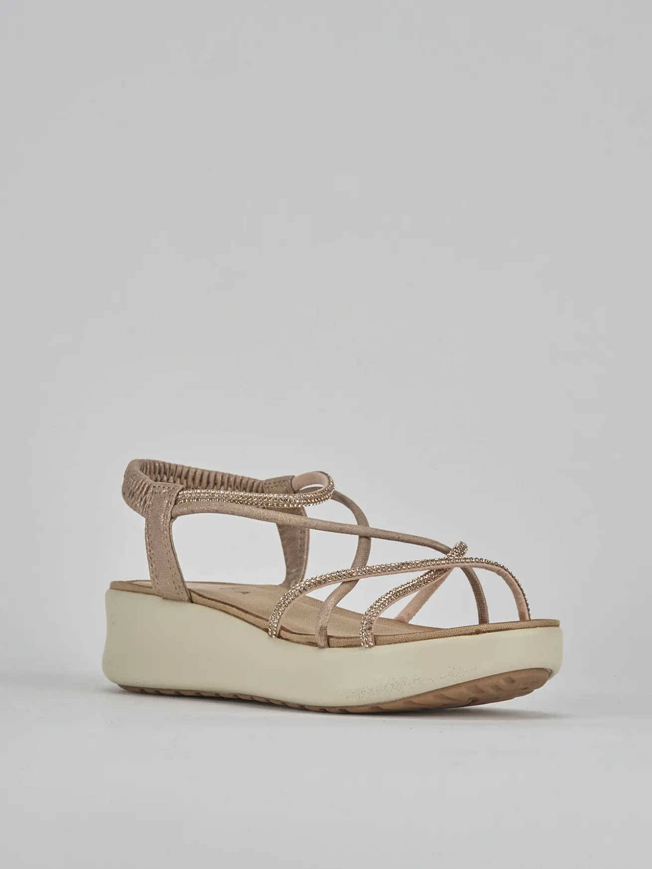 Sandali zeppa tacco 4cm pelle oro