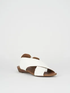 Sandali zeppa tacco 3cm pelle bianco