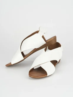 Sandali zeppa tacco 3cm pelle bianco