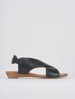 Sandali zeppa tacco 3cm pelle nero