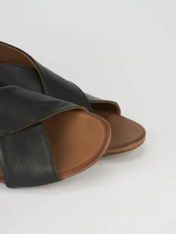 Sandali zeppa tacco 3cm pelle nero