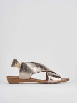 Sandali zeppa tacco 3cm pelle bronzo