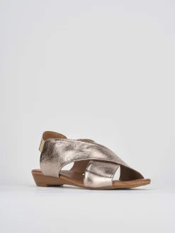 Sandali zeppa tacco 3cm pelle bronzo