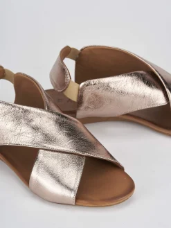 Sandali zeppa tacco 3cm pelle bronzo