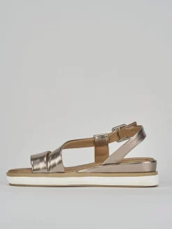 Sandali zeppa tacco 3cm pelle argento