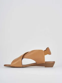 Sandali zeppa tacco 3cm pelle marrone