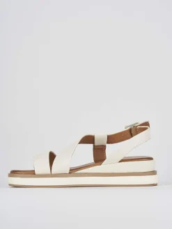 Sandali zeppa tacco 4cm pelle bianco