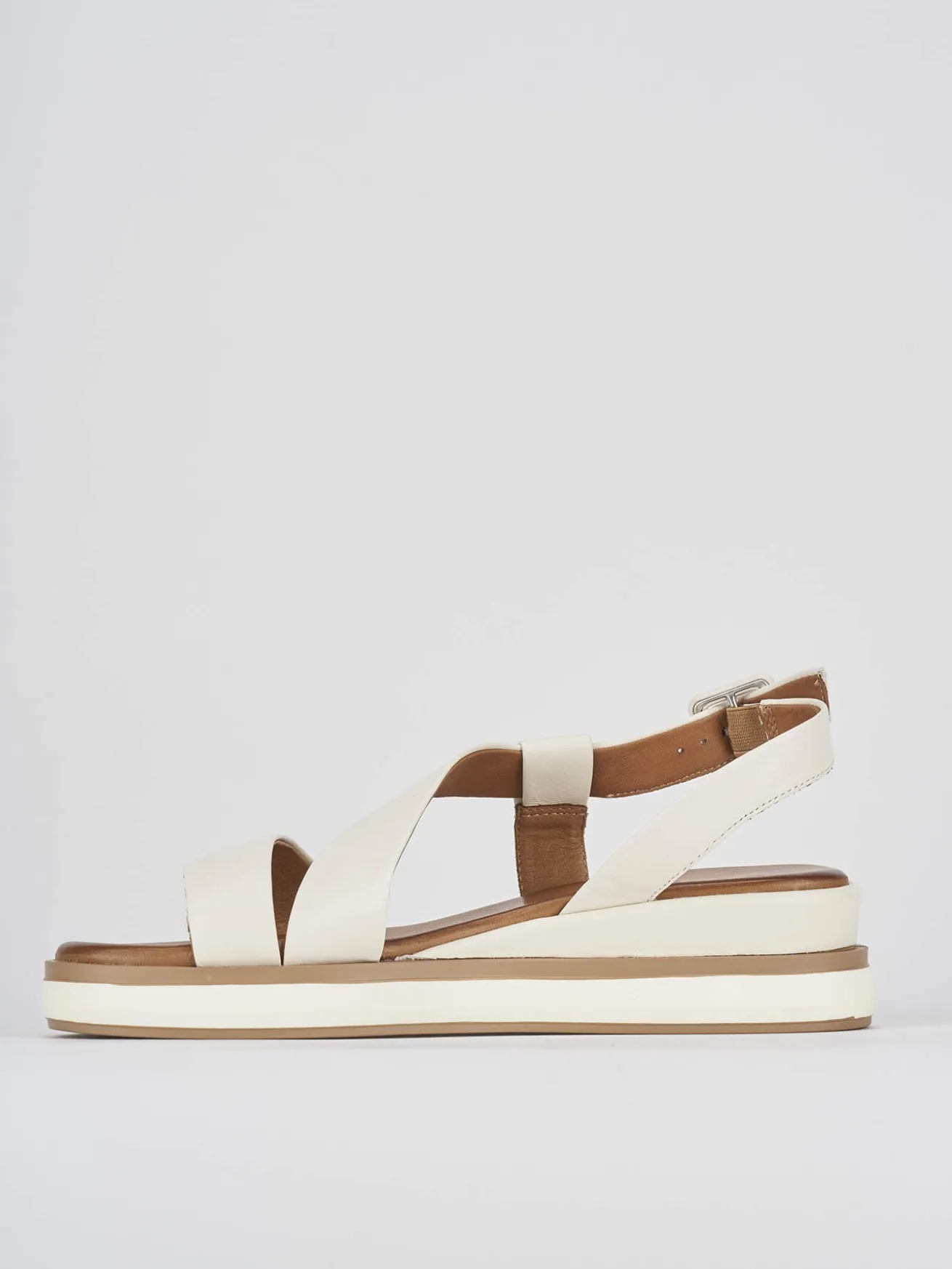 Sandali zeppa tacco 4cm pelle bianco