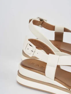 Sandali zeppa tacco 4cm pelle bianco