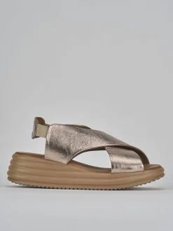 Sandali zeppa tacco 5cm pelle bronzo