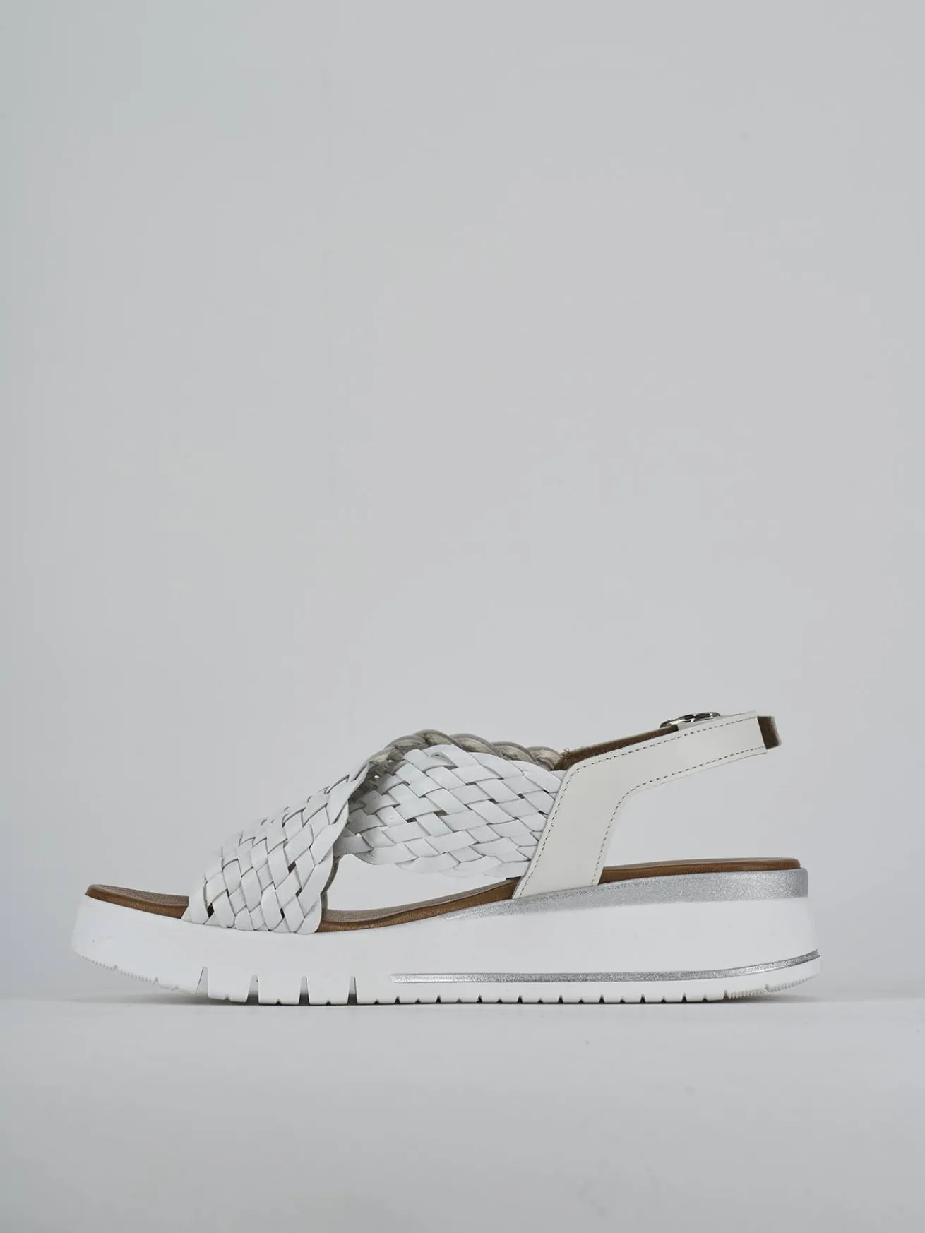 Sandali zeppa tacco 2cm pelle bianco