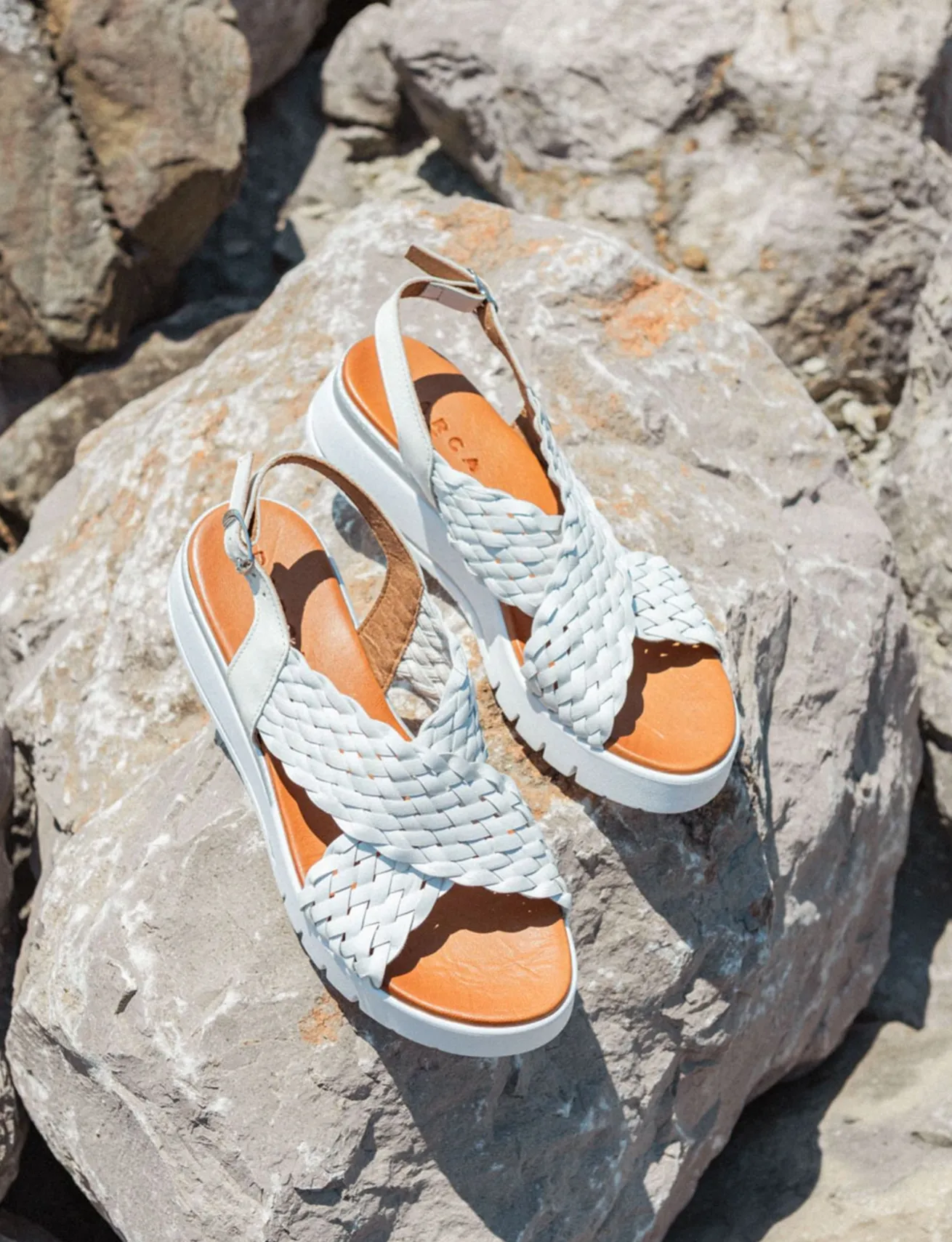 Sandali zeppa tacco 2cm pelle bianco