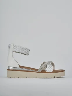 Sandali zeppa tacco 2cm pelle bianco