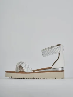 Sandali zeppa tacco 2cm pelle bianco