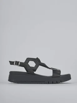Sandali zeppa tacco 3cm pelle nero