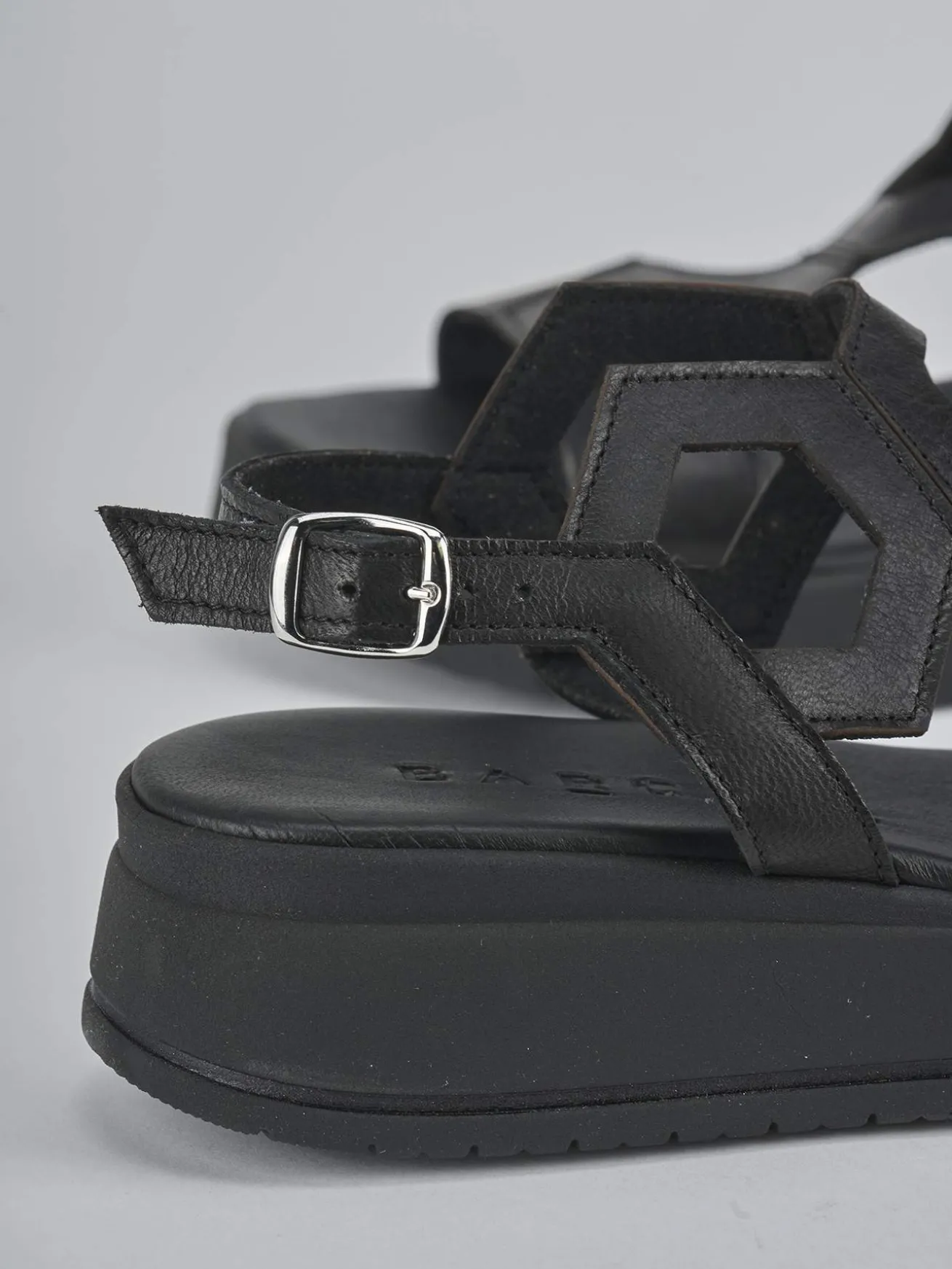 Sandali zeppa tacco 3cm pelle nero