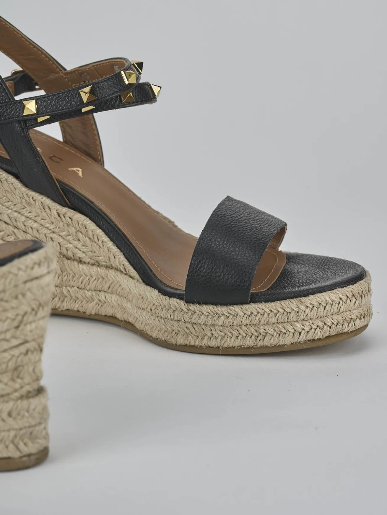 Sandali zeppa tacco 11cm pelle nero