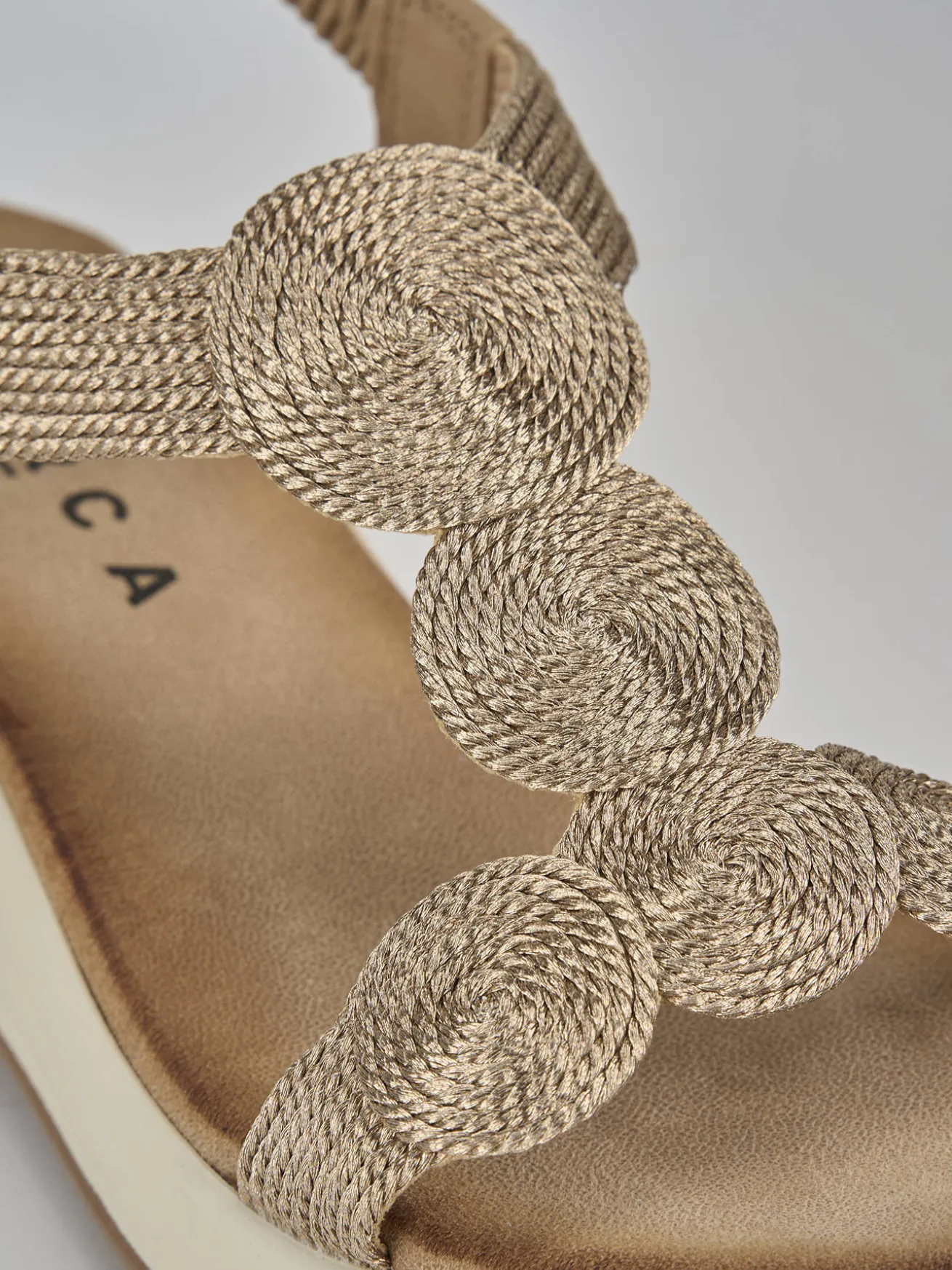 Sandali zeppa tacco 4cm pelle oro