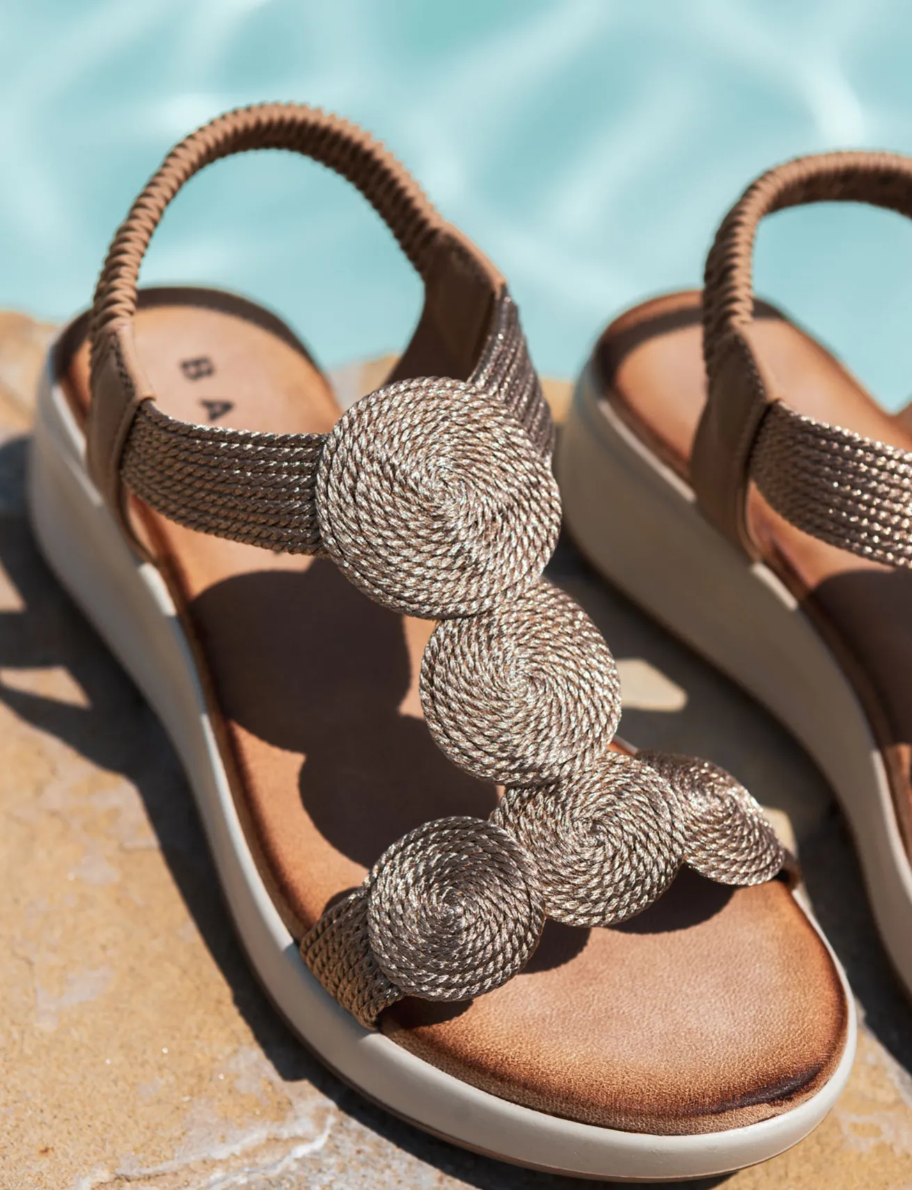 Sandali zeppa tacco 4cm pelle oro