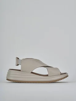 Sandali zeppa tacco 6cm pelle grigio