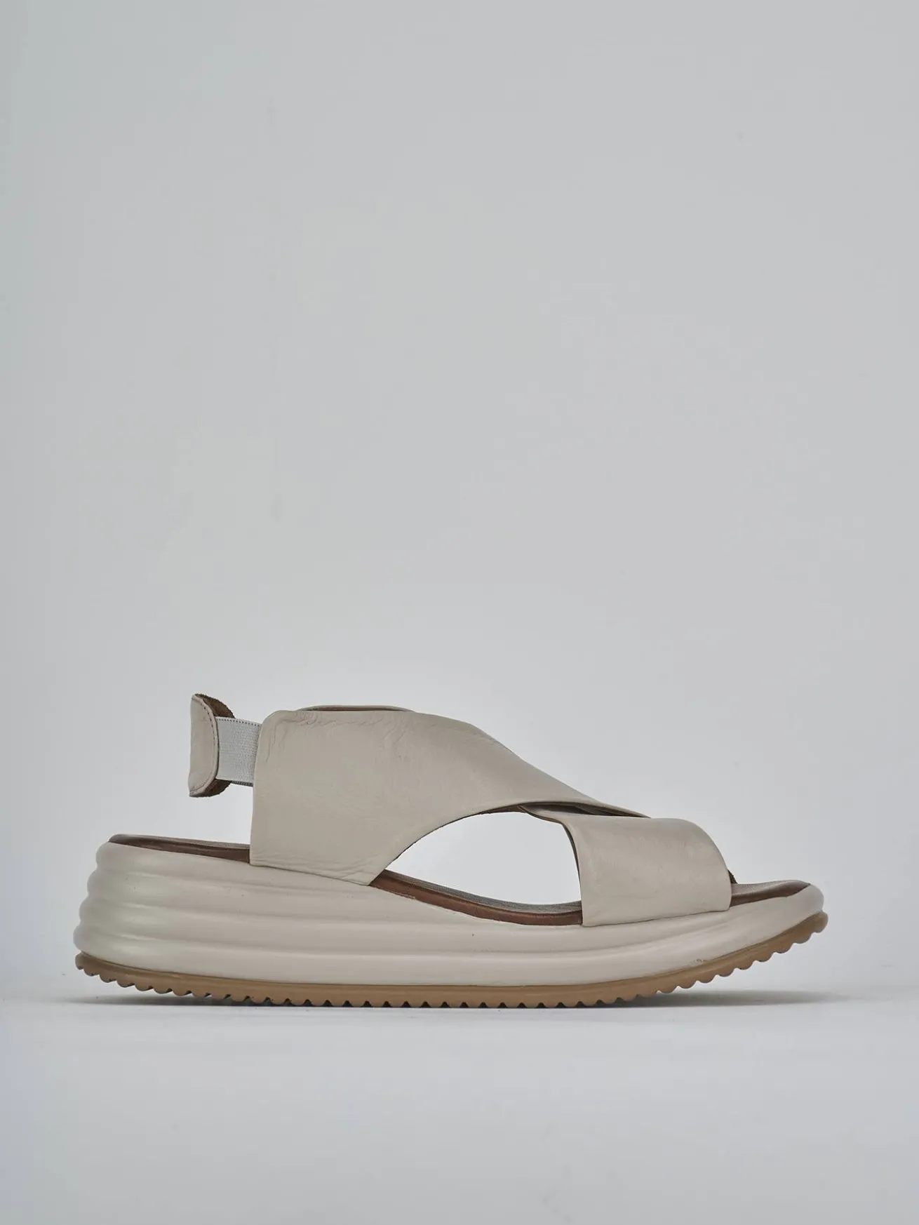 Sandali zeppa tacco 6cm pelle grigio