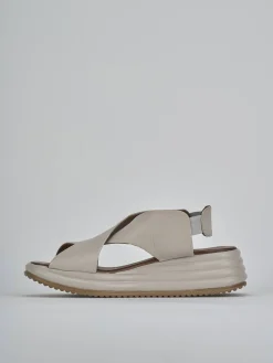 Sandali zeppa tacco 6cm pelle grigio