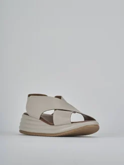 Sandali zeppa tacco 6cm pelle grigio