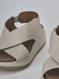 Sandali zeppa tacco 6cm pelle grigio