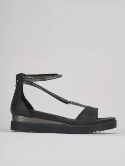 Sandali zeppa tacco 3cm pelle nero
