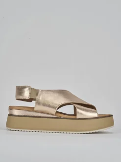 Sandali zeppa tacco 4cm pelle bronzo