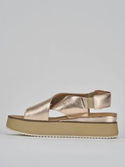 Sandali zeppa tacco 4cm pelle bronzo