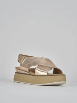 Sandali zeppa tacco 4cm pelle bronzo