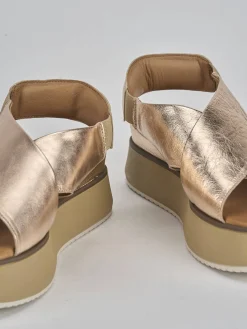 Sandali zeppa tacco 4cm pelle bronzo