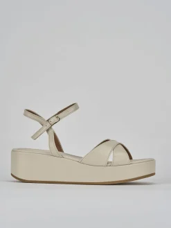 Sandali zeppa tacco 4cm pelle bianco