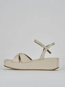 Sandali zeppa tacco 4cm pelle bianco