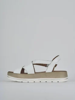 Sandali zeppa tacco 5cm pelle bianco