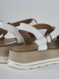 Sandali zeppa tacco 5cm pelle bianco