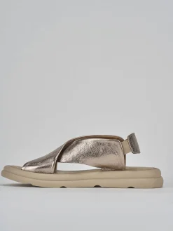 Sandali zeppa tacco 3cm pelle bronzo