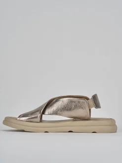 Sandali zeppa tacco 3cm pelle bronzo