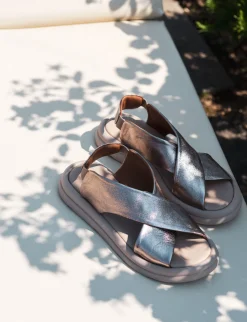 Sandali zeppa tacco 3cm pelle bronzo