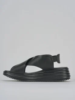 Sandali zeppa tacco 5cm pelle nero