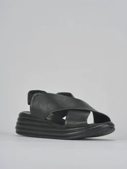 Sandali zeppa tacco 5cm pelle nero