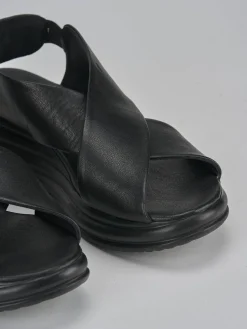 Sandali zeppa tacco 5cm pelle nero